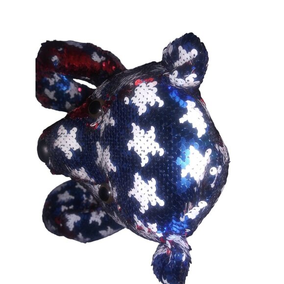 GOFFA Patriotic Sequins Flip Bear Red White and Blue Stars Plush Teddy - Picture 6 of 9